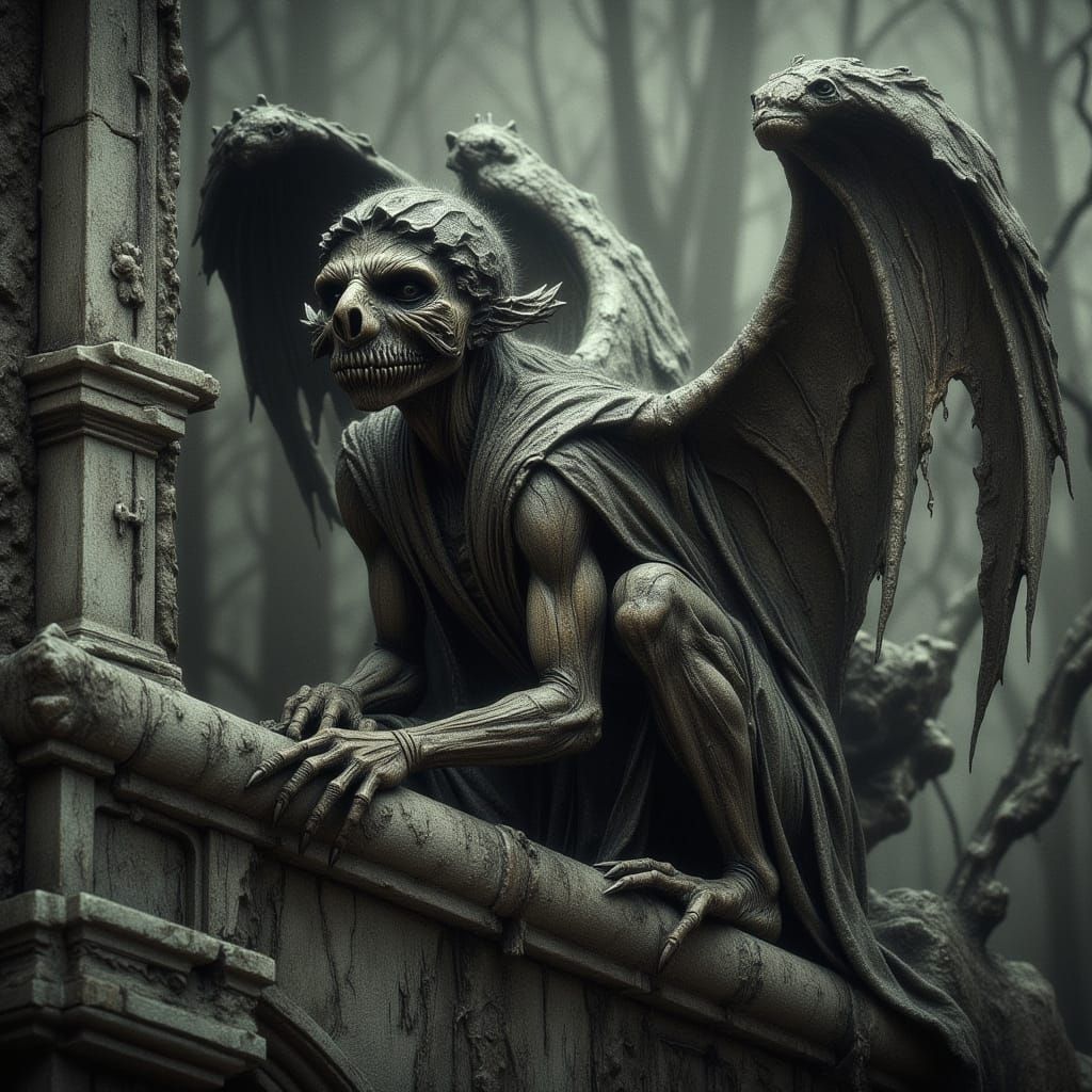 Ethereal Gothic Gargoyles in Hyperrealistic Portrait