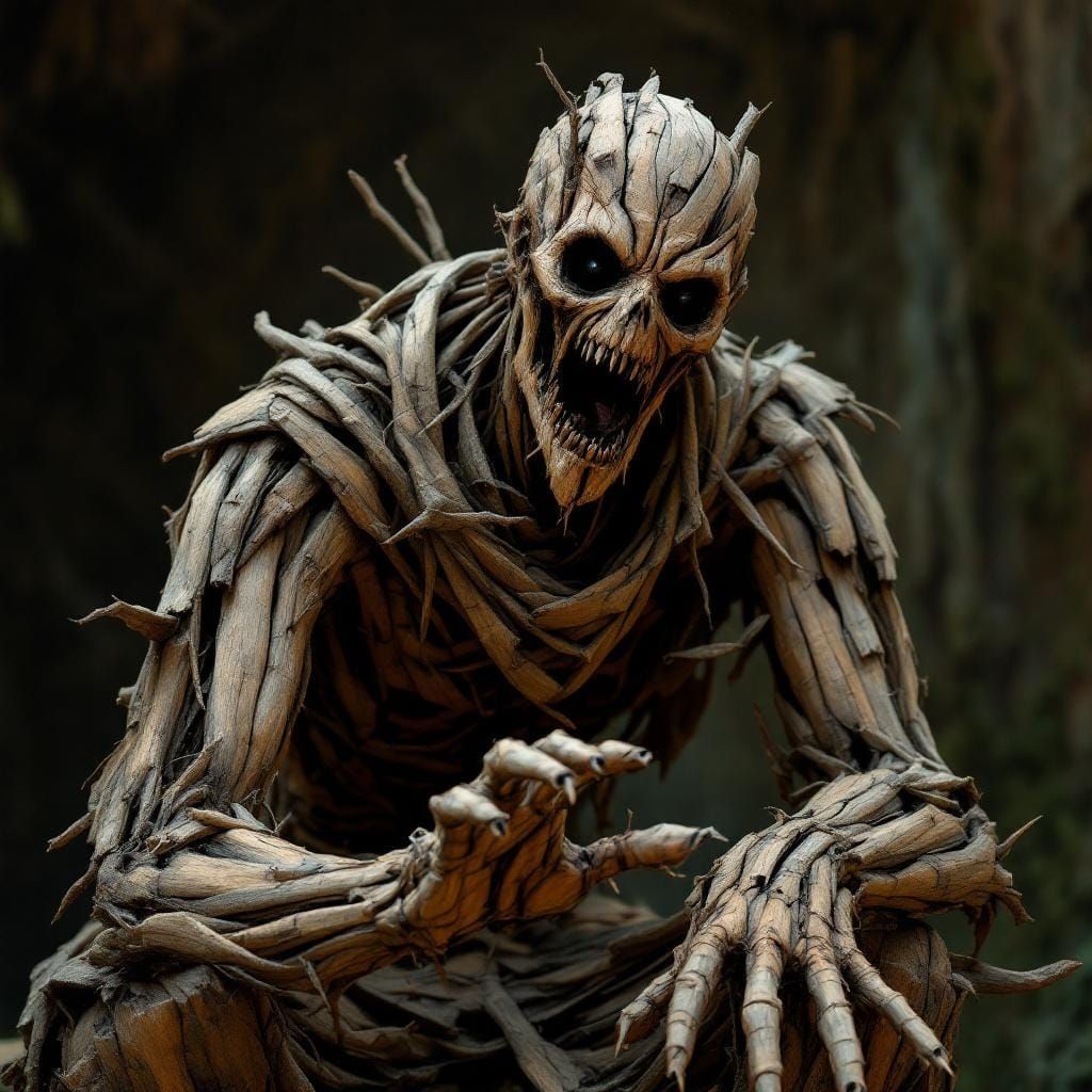 A crooked wooden man