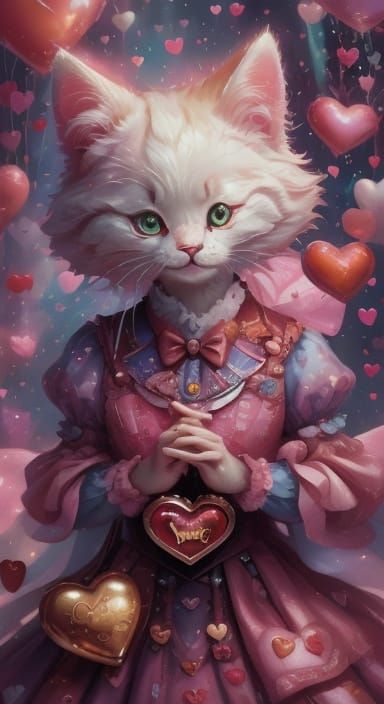 Vibrant Digital Art of Joyful People Celebrating with Floati...