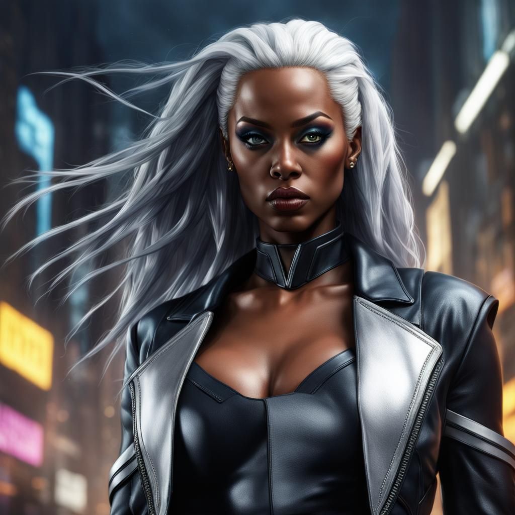 Storm Cosplay Portrait in Hyperrealistic Style