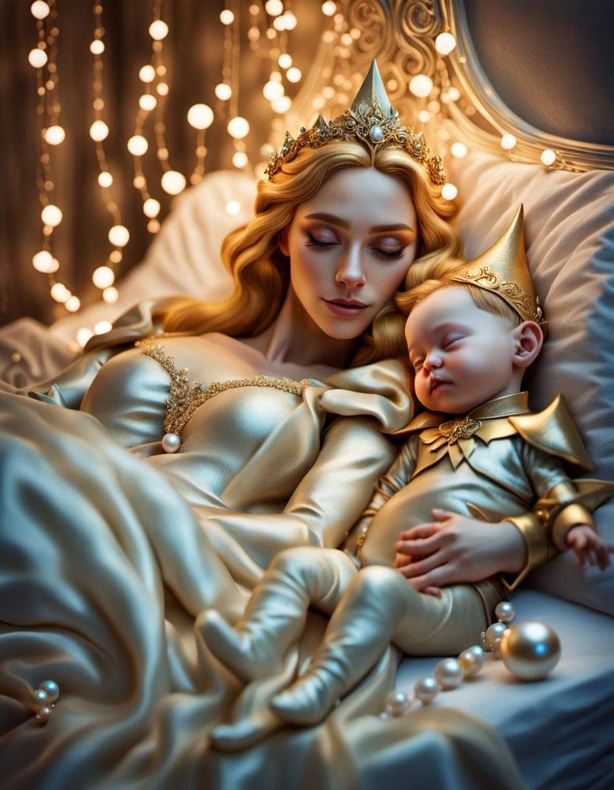 Exhausted Elf Mother with Newborn