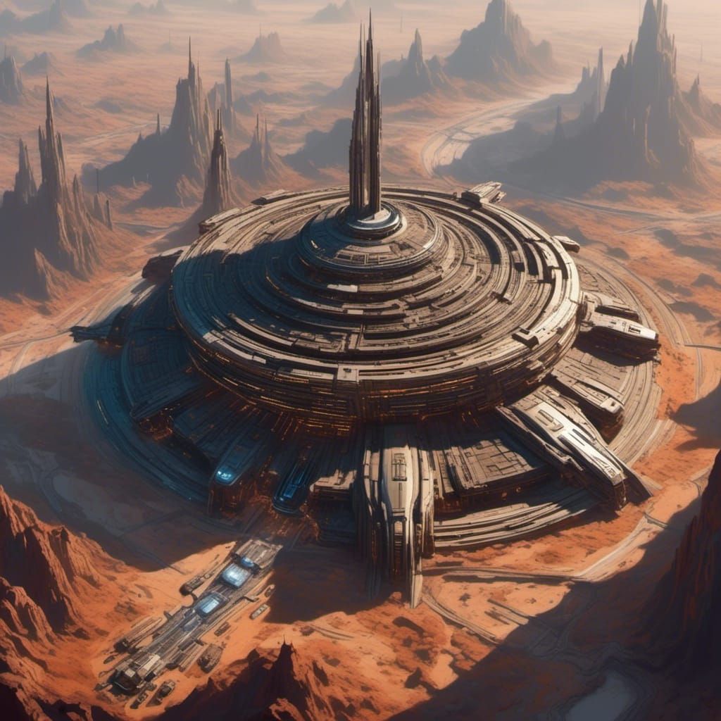 Enormous Underground Space Fortress on Rocky Planet