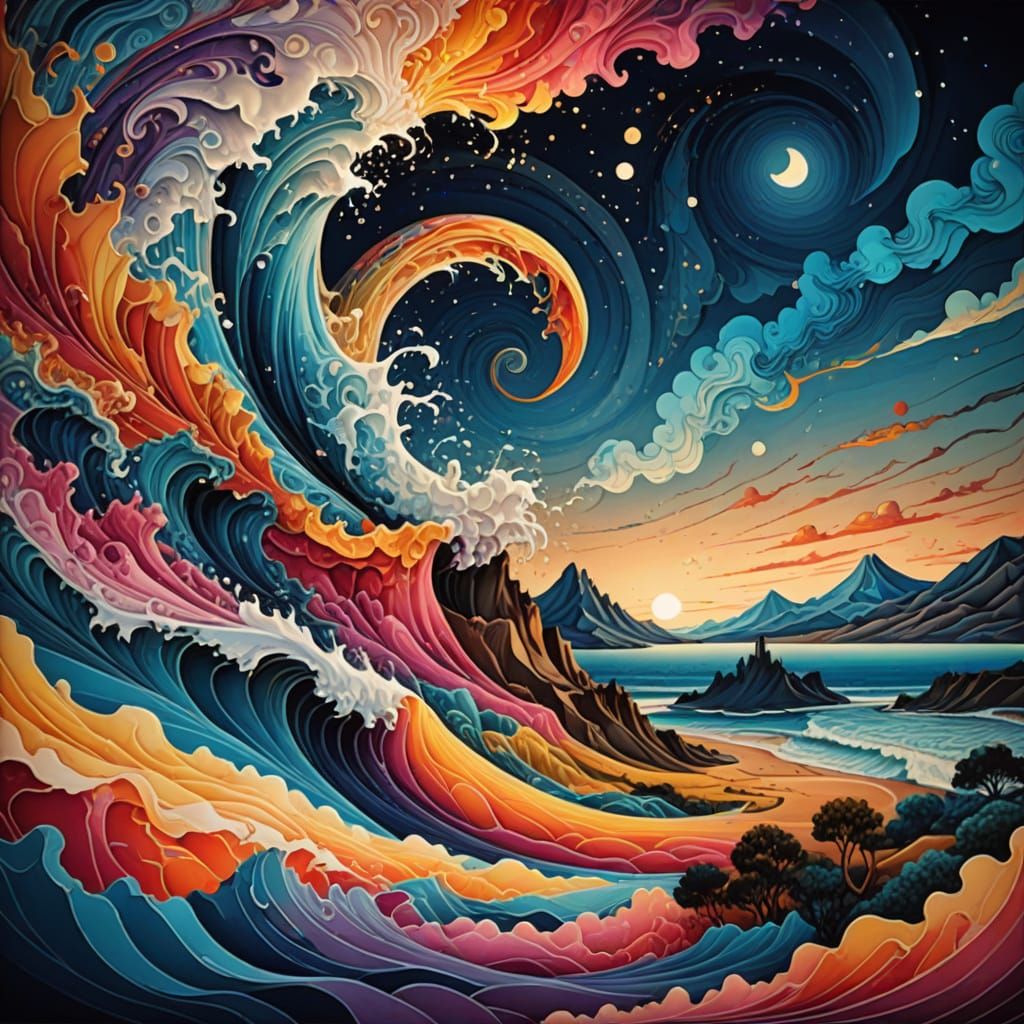 Surreal Dreamscapes in Ink Drawing Style