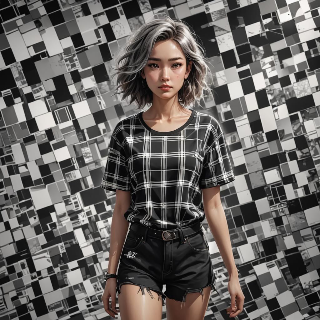 Woman in Plaid with Capybara, Fantasy Concept Art