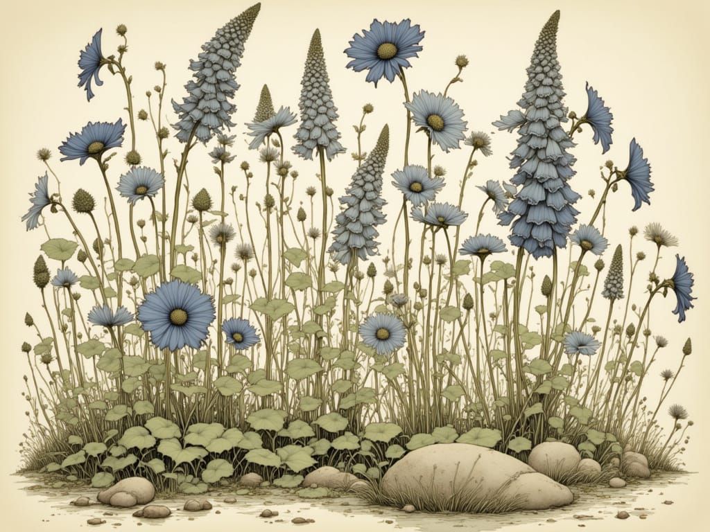 Delicate World Fantastical Floral Scene