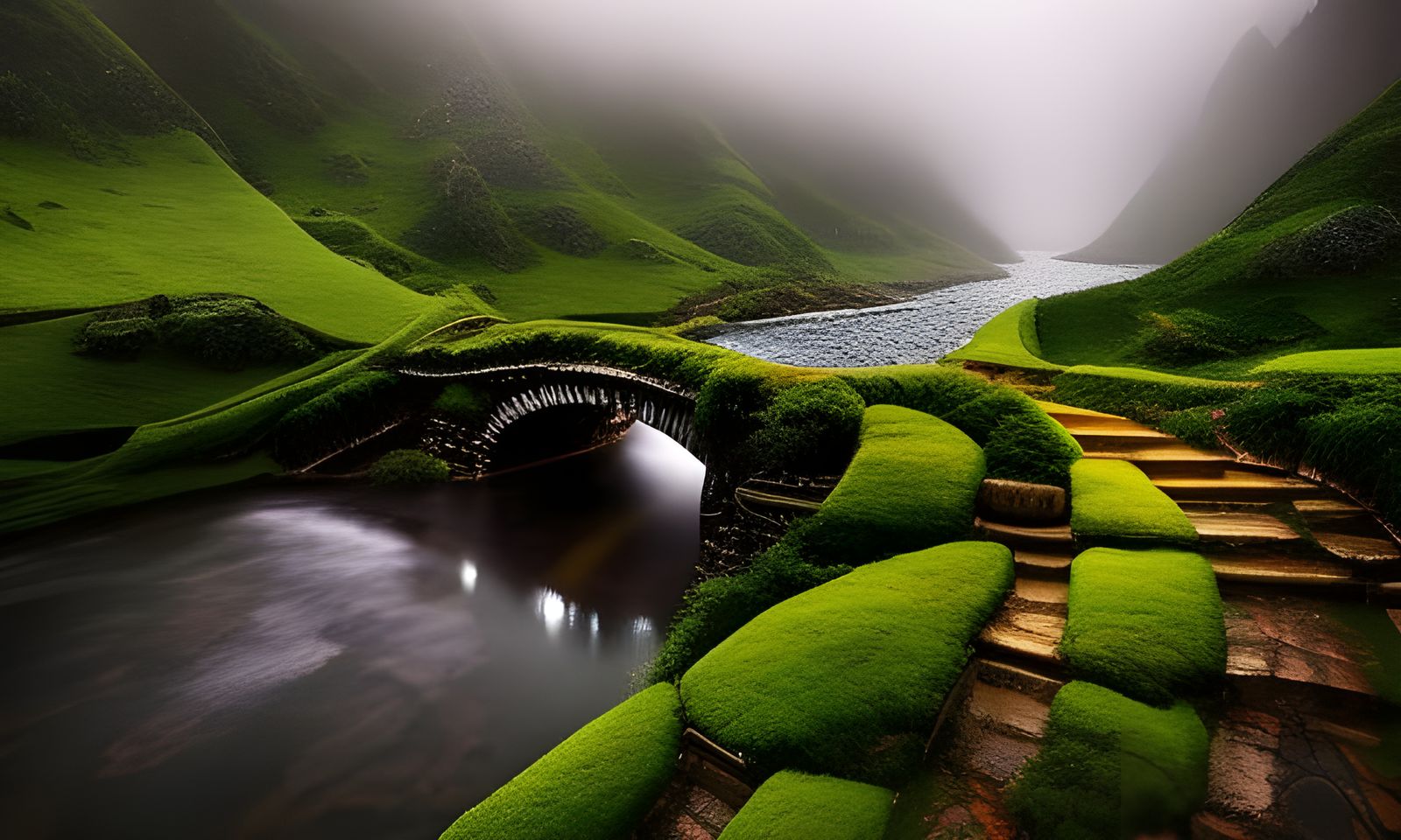 Rainy Night in Middle-Earth: Hyperrealistic Astral Landscape