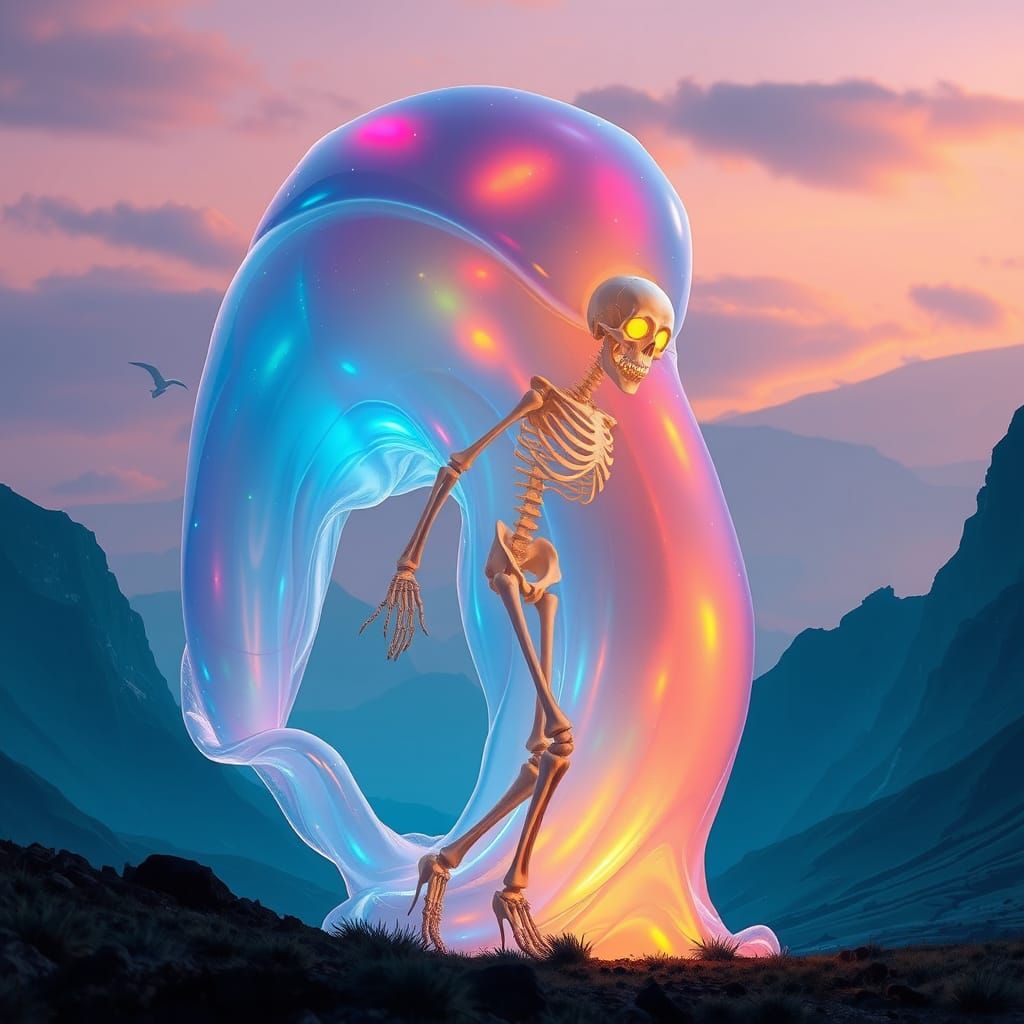 Iridescent Slime Giant in Surreal Valley