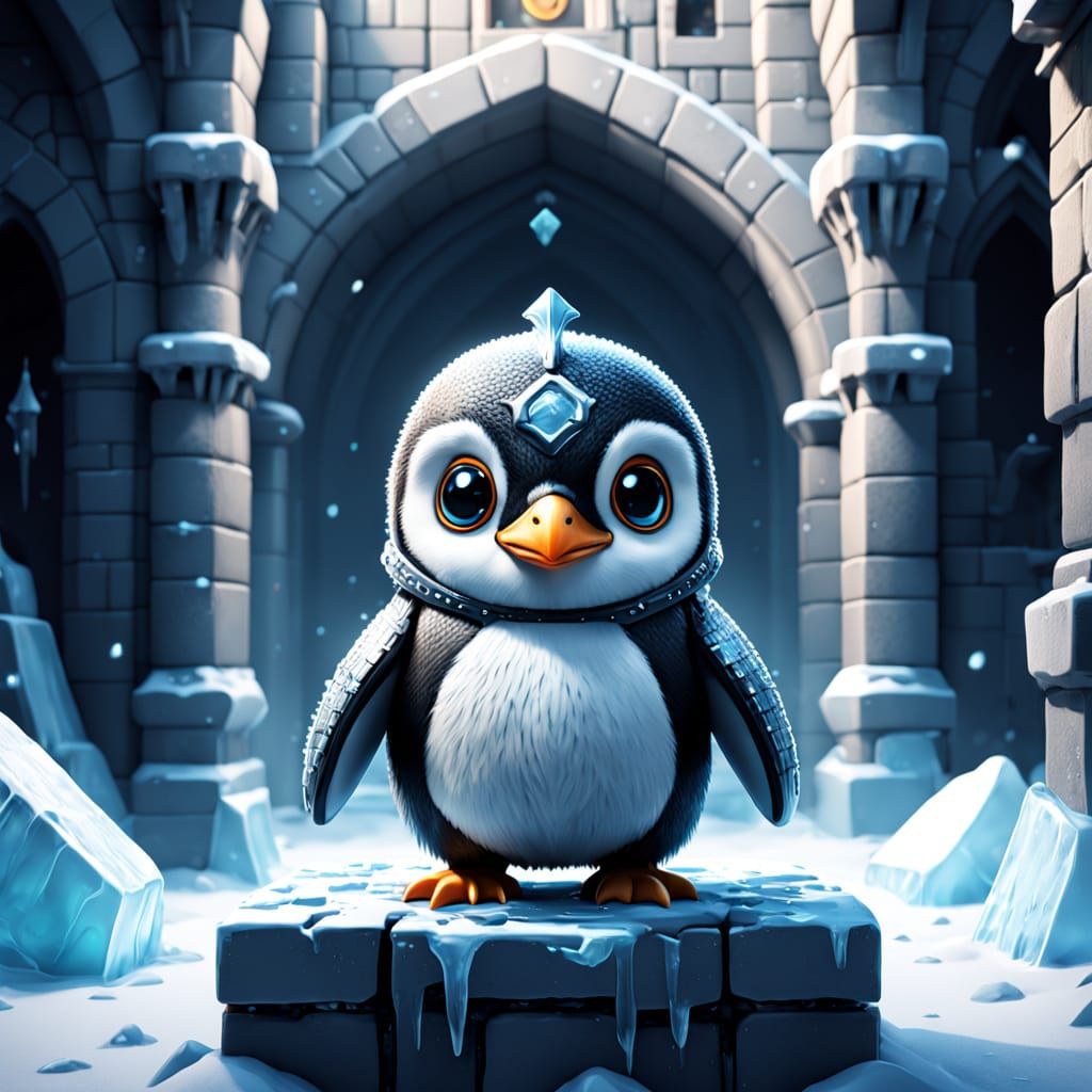 Chibi Penguins in Medieval Ice Castle Cosplay