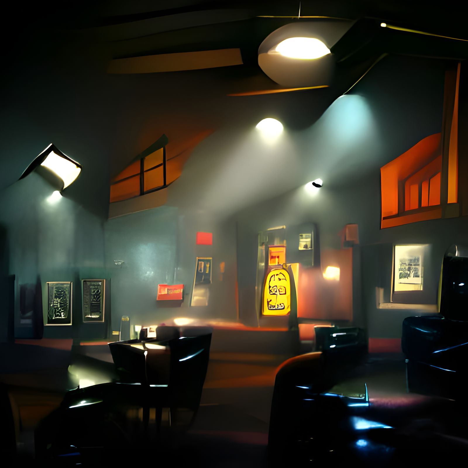 Smokey Film Noir Pub at Night