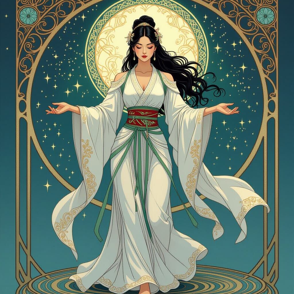 Celestial Woman in Art Nouveau Style