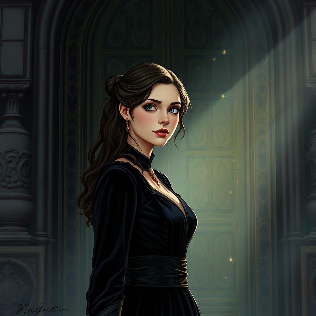 Sarah From Labyrinth As A Young Woman In Dark Fantasy Style