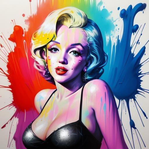 Marilyn Monroe Graffiti Art in Polychromatic Style
