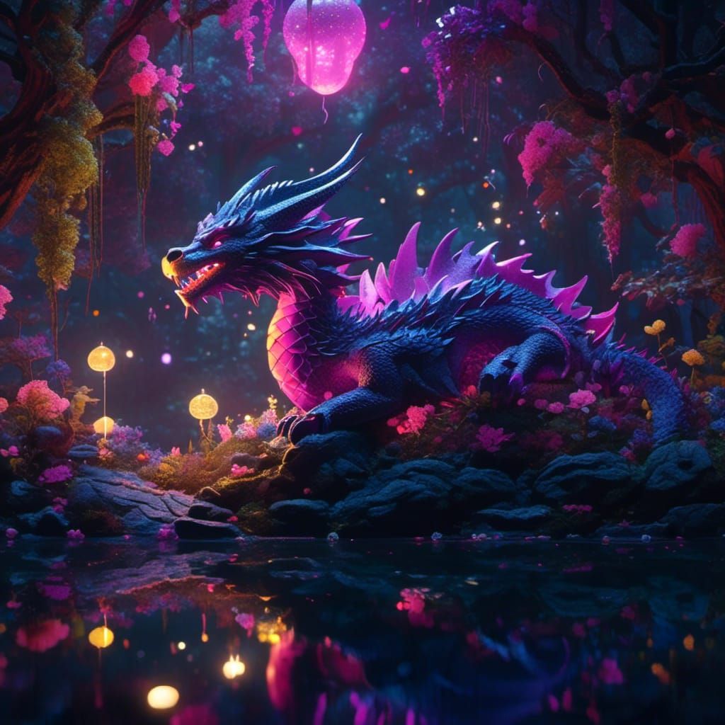 Hyperdetailed Dragon in Dark Fantasy Style