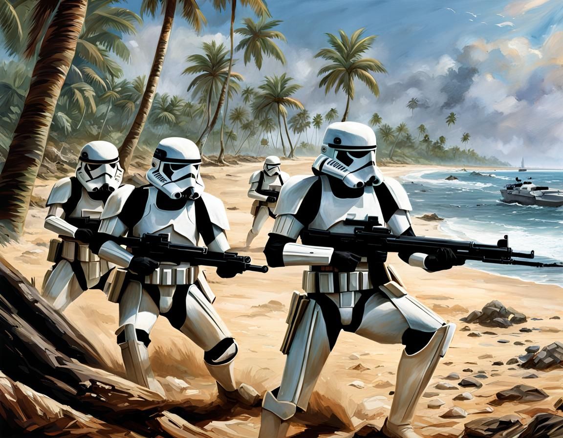 Imperial Shore Troopers Battle on Scarif Beach