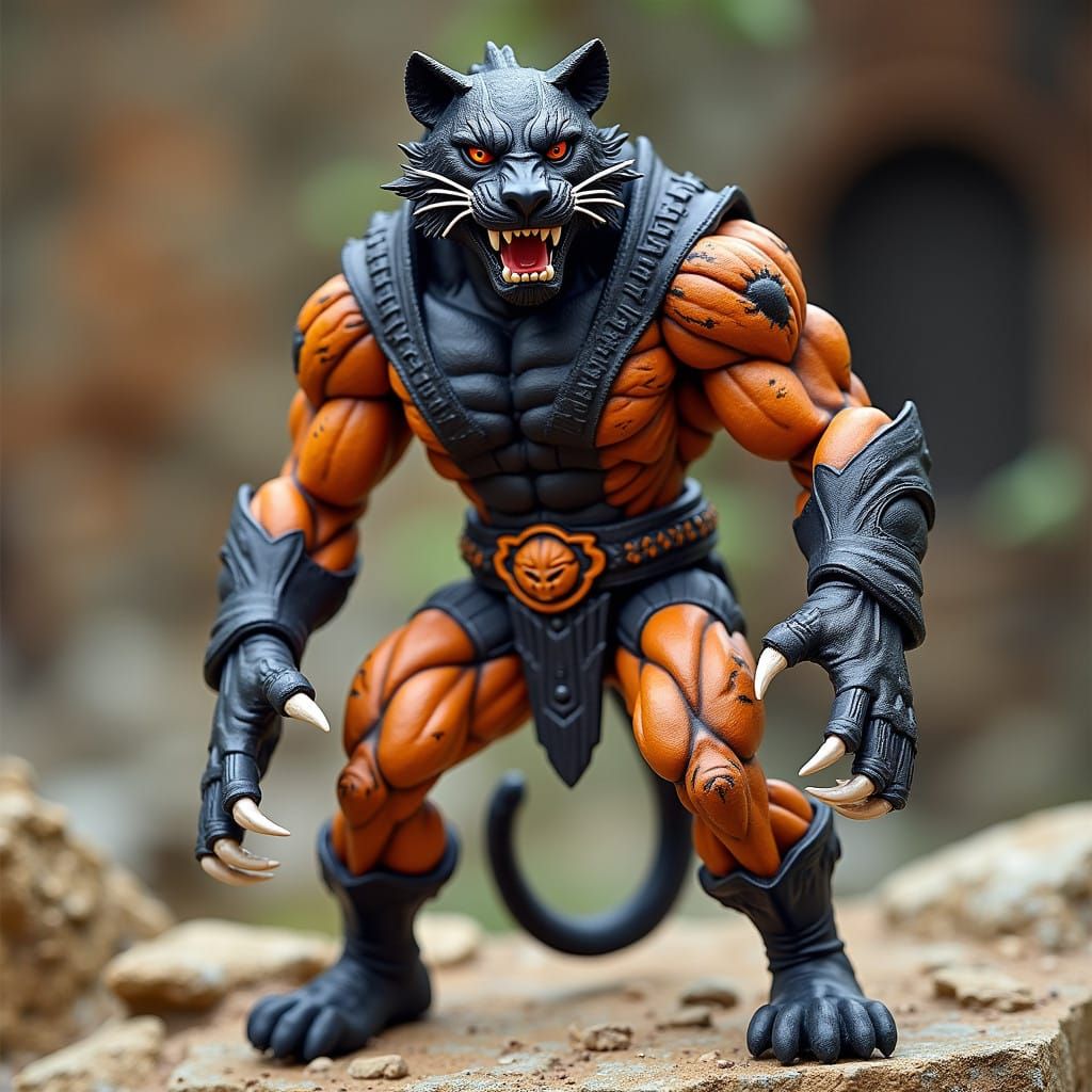 Humanoid Panther Action Figure in 80s Style