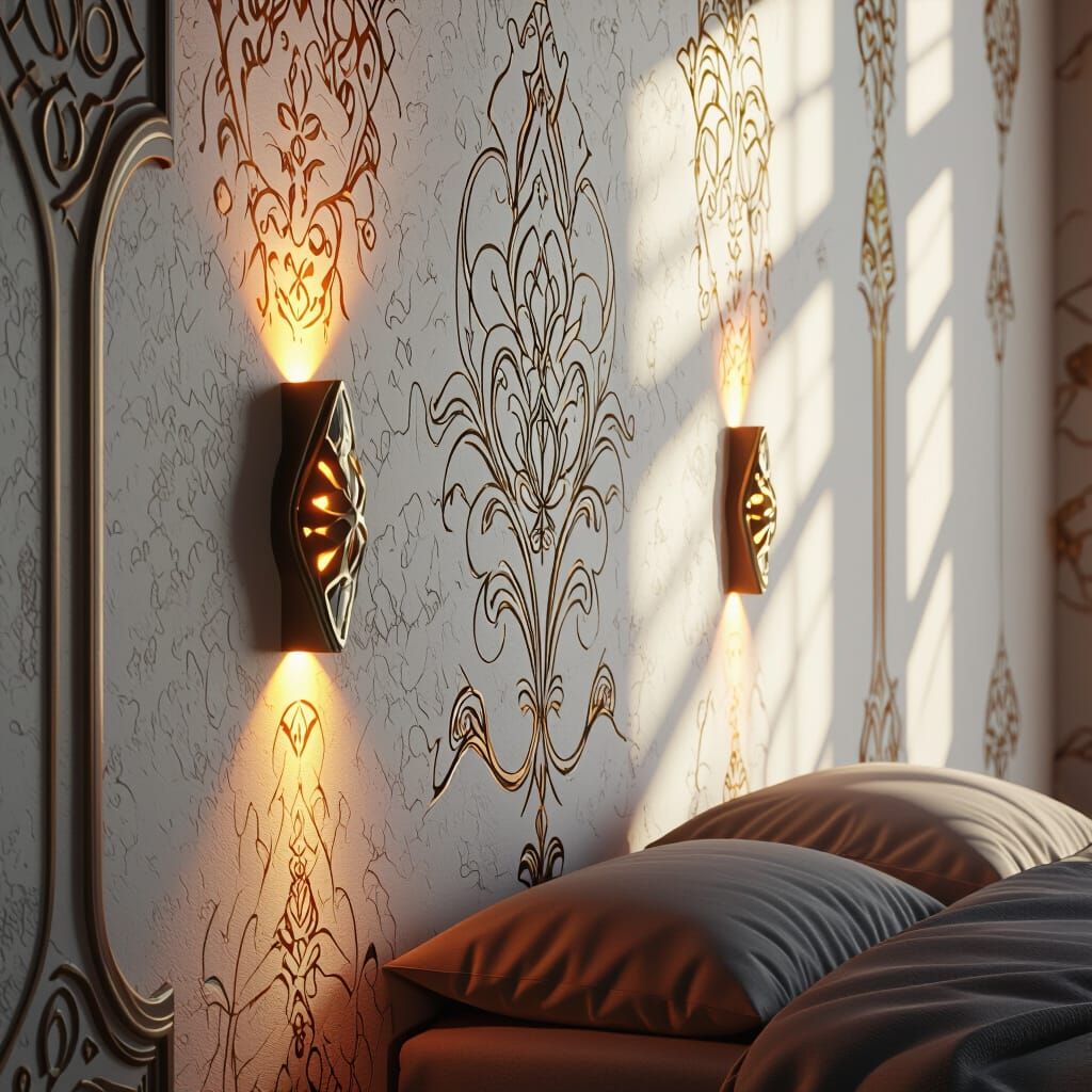 Wall with Uplighting in Detailed Matte Painting Style