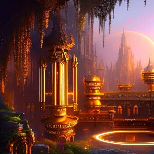 Gold Goddess in Steampunk Renaissance Style