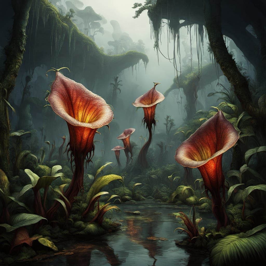 Ancient Carnivorous Plant in Mysterious Precambrian Jungle