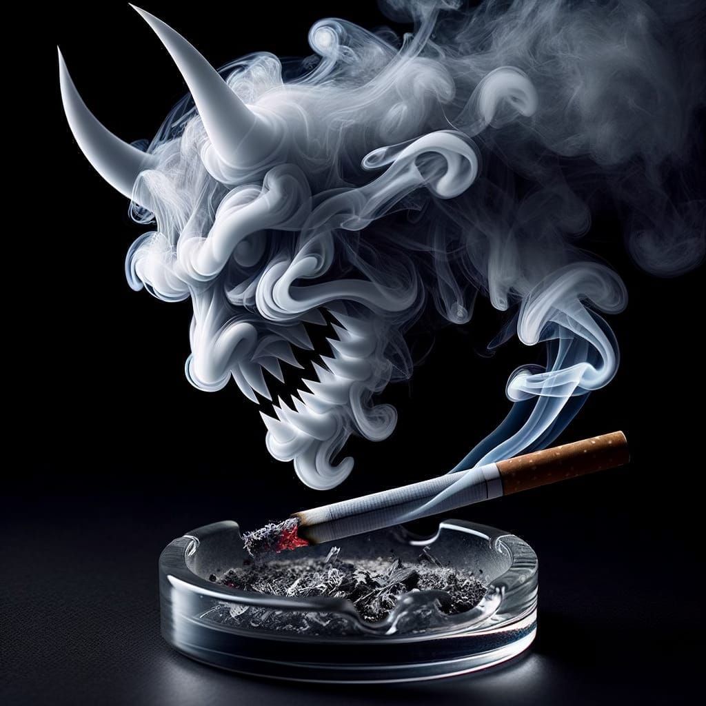 Smoke Devil Rising from Cigarette