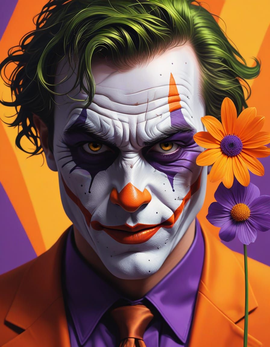 Joker with Flower in Pop Art Style