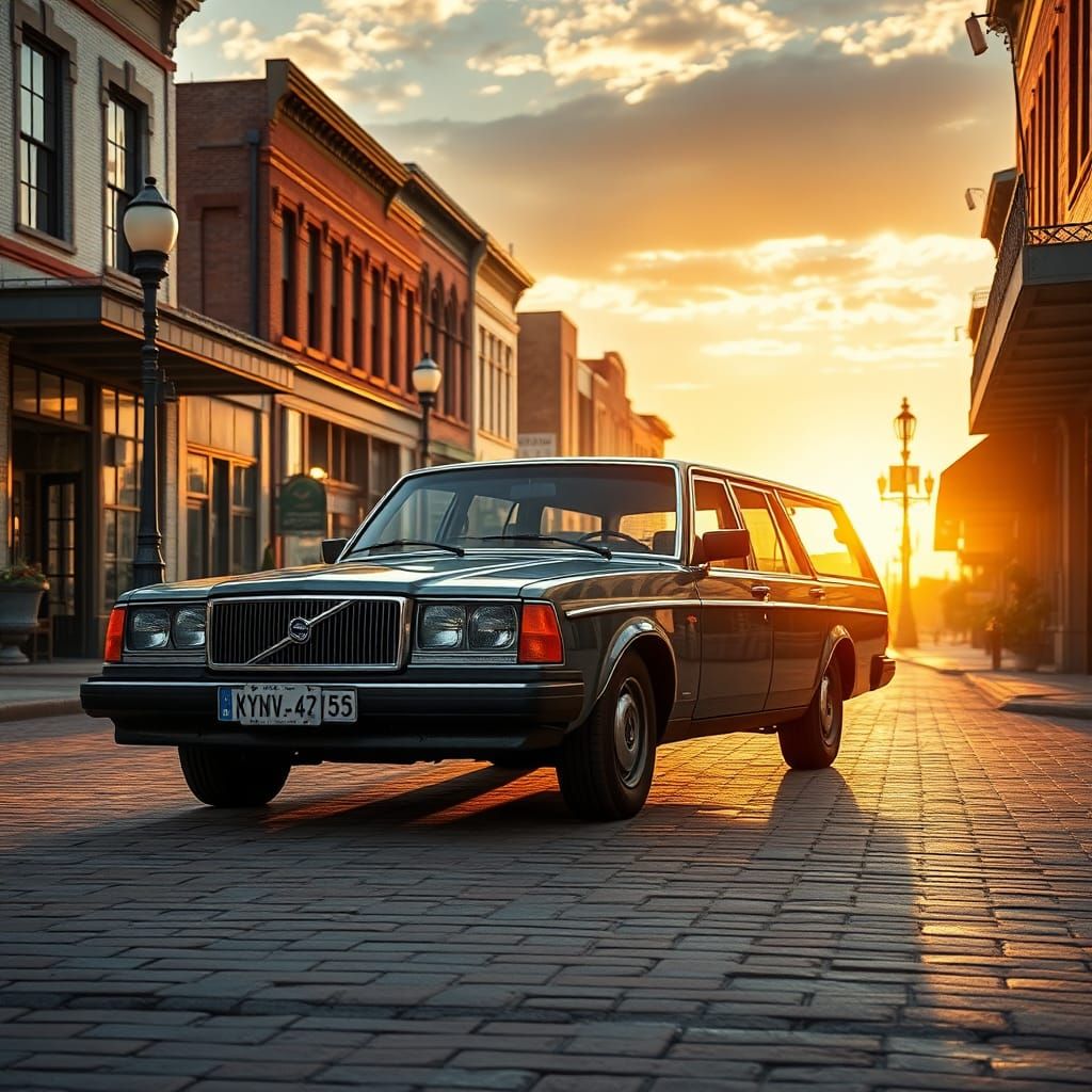 Volvo 245 Wagon in Downtown Oklahoma, 3D Rendered
