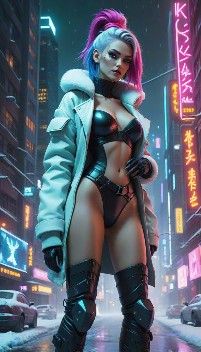 Cyberpunk Femme Fatale in Neon Night City