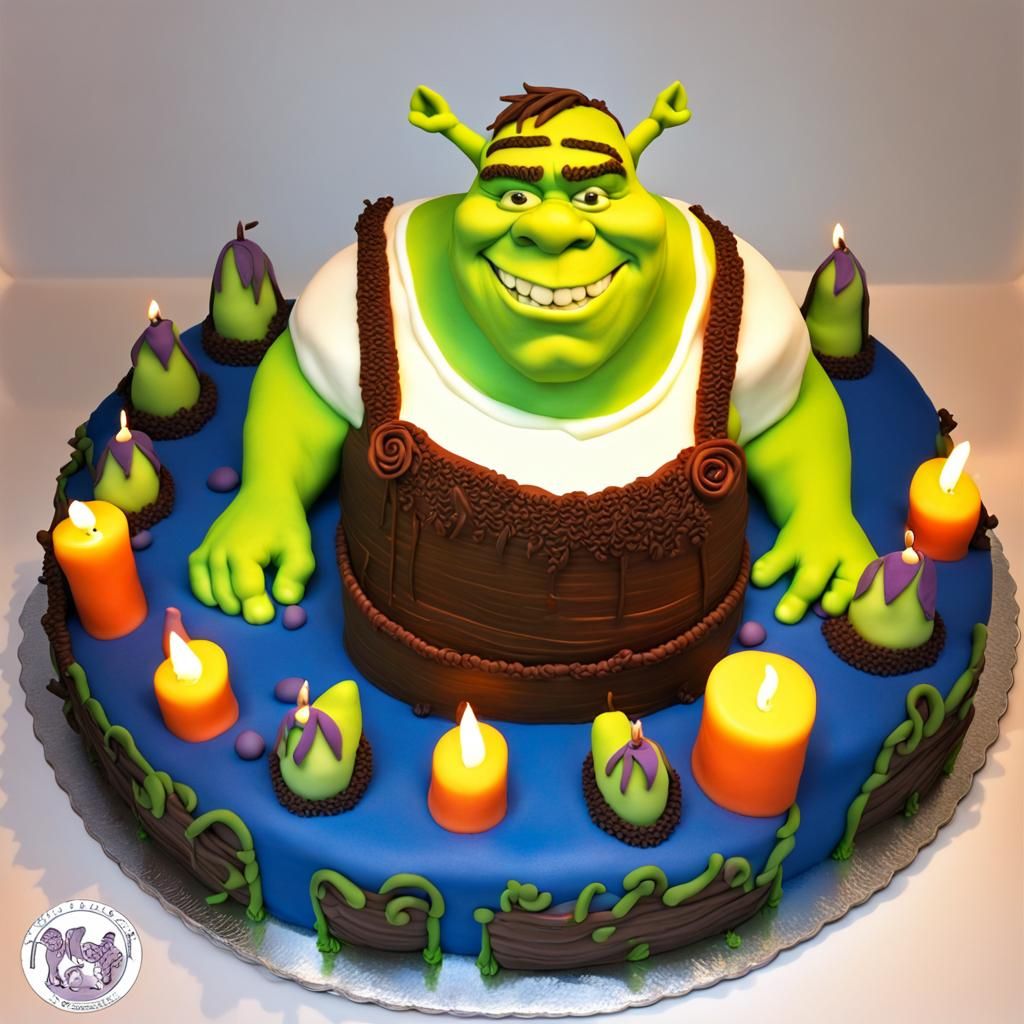 Delicious 3D Shrek Cake with Bright Icing