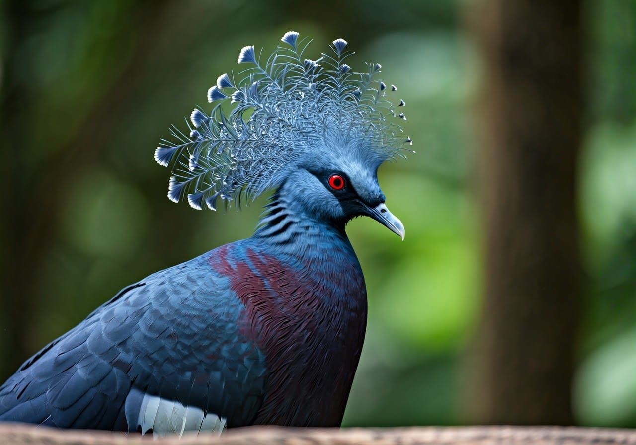 Victoria Crowned Pigeon in Forest Setting