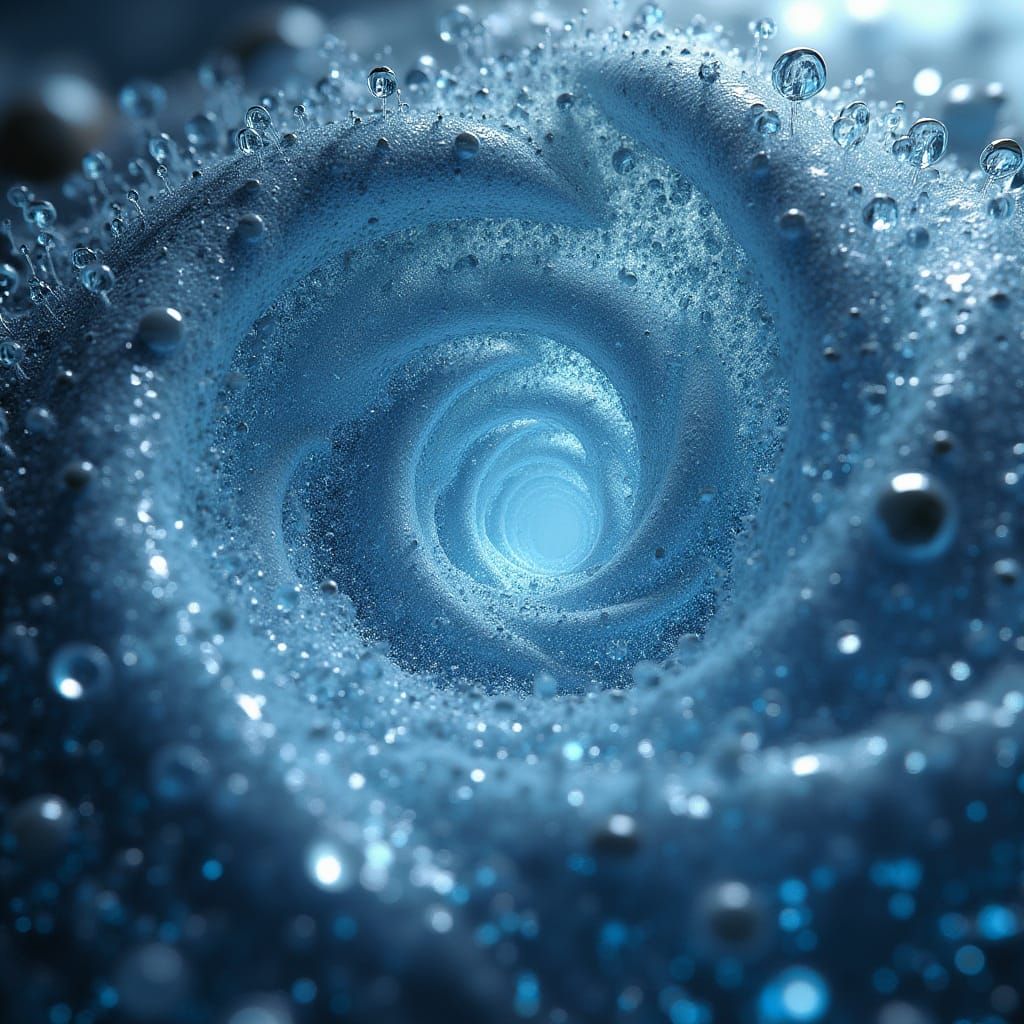 Fractal Vortex in Photorealistic Water, Inspired by Futurist...