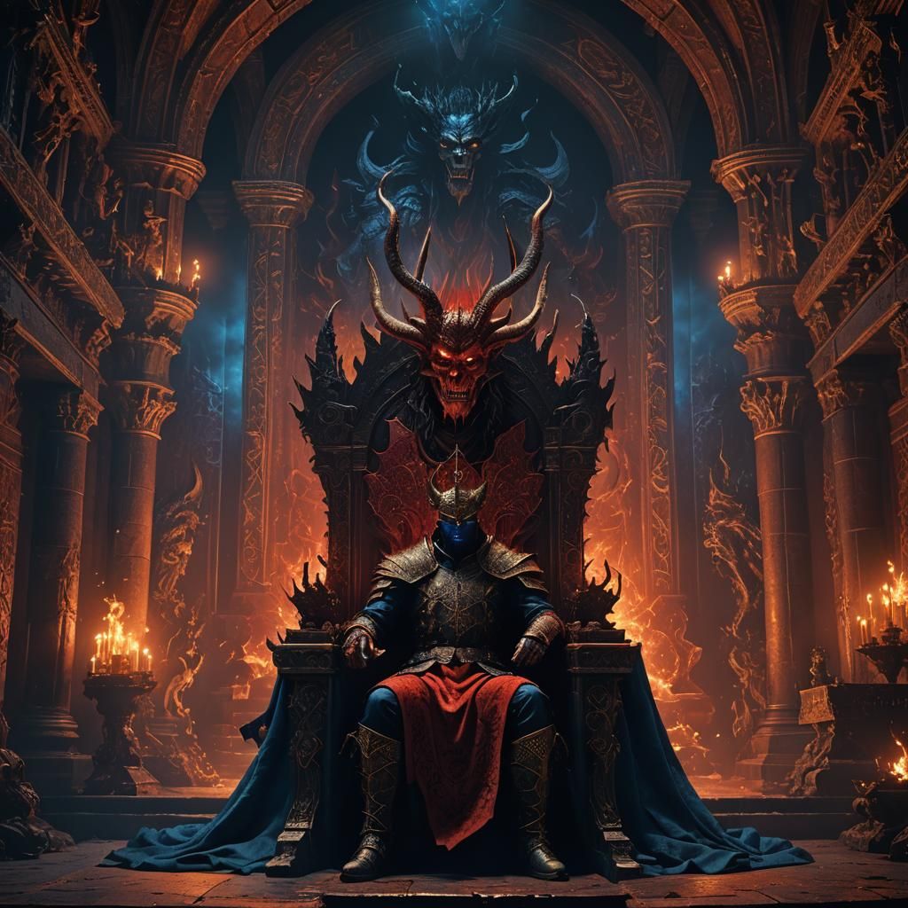 Demon King on Throne in Ominous Castle