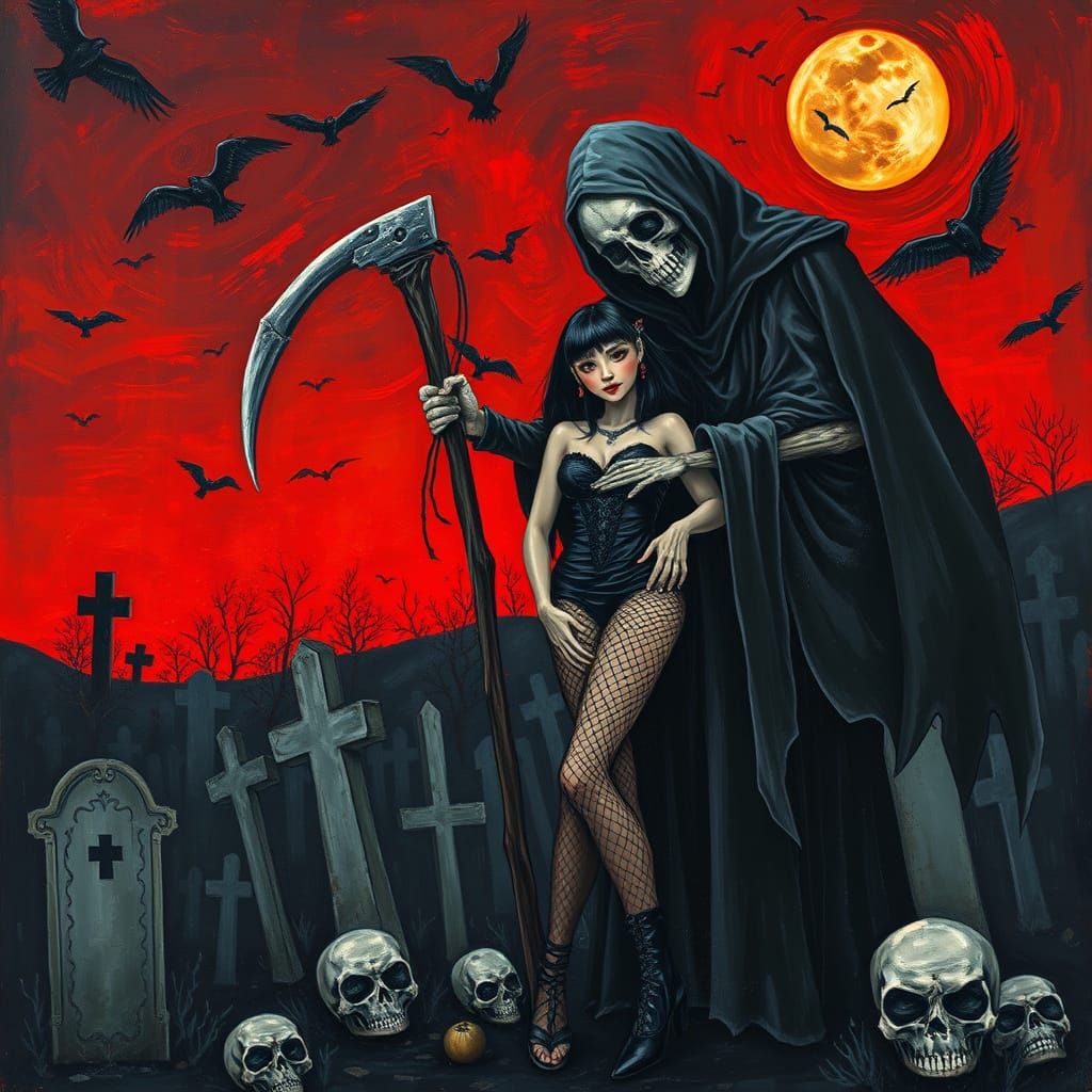 Surreal Reaper in Neo-Expressionist Style Holds Captive Asia...