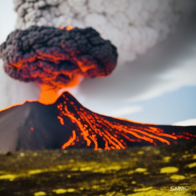 Dramatic Volcano Eruption Captured with Bokeh