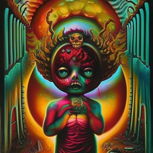 Zombiecore Devil Girl in Dystopian Wasteland