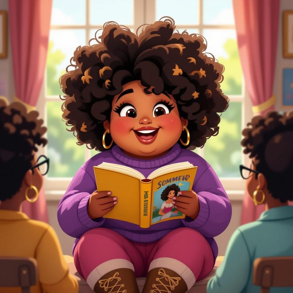 Black Girl at Drag Queen Storytime, Pixar-Inspired