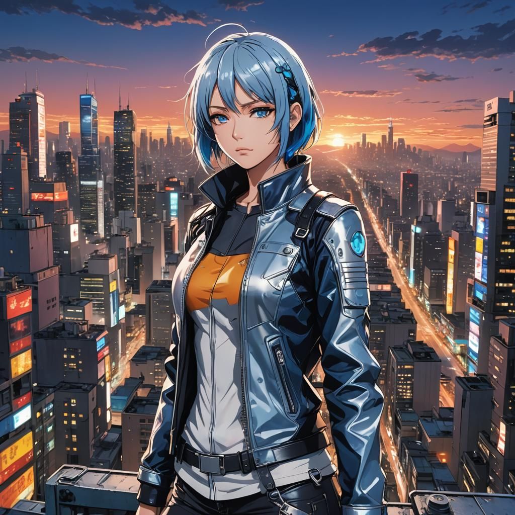 Android Gaze: Cyberpunk Anime Key Visual