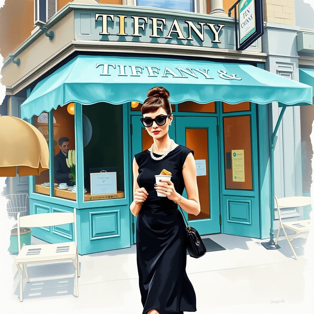 Elegant Audrey Hepburn in Whimsical New York City Morning