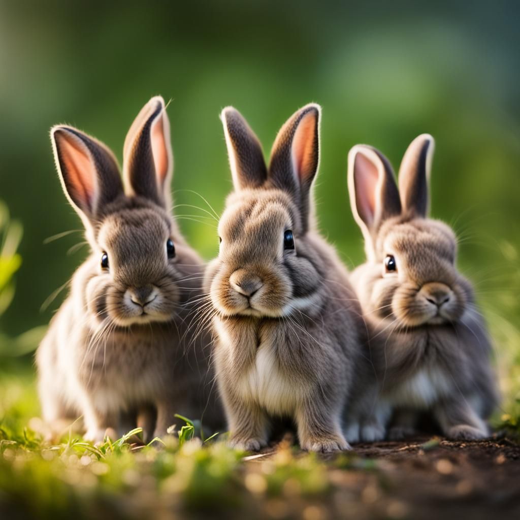 Fluffy Baby Bunnies in Natural Light