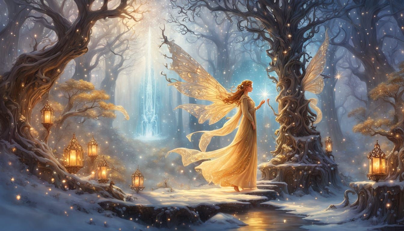 Regal Fairy Amidst Ancient Forest Magic