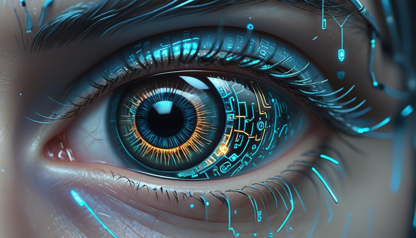 Cybernetic Eye with Glowing Circuitry: Digital Art