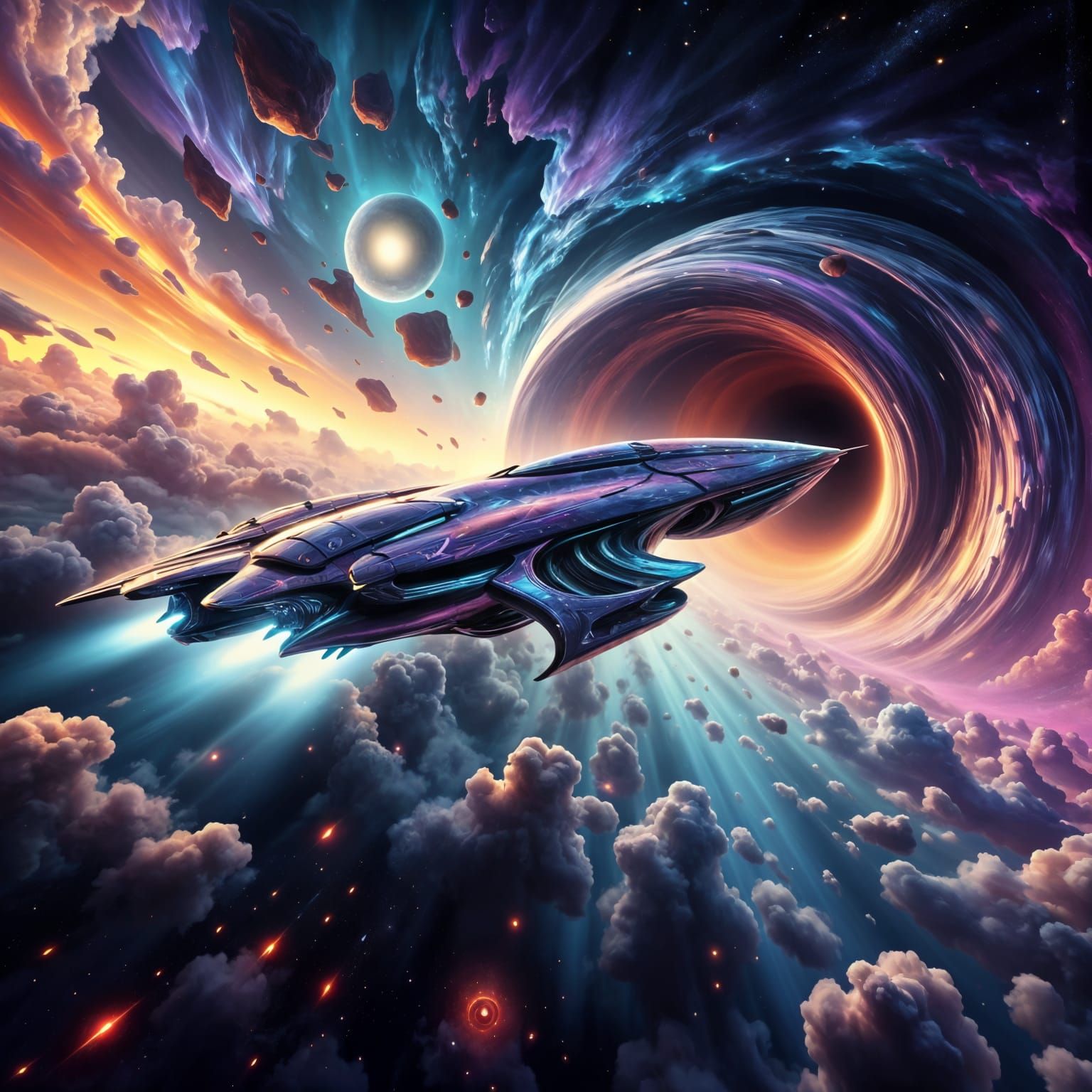 Astronomical Vortex in Cyberpunk Hues