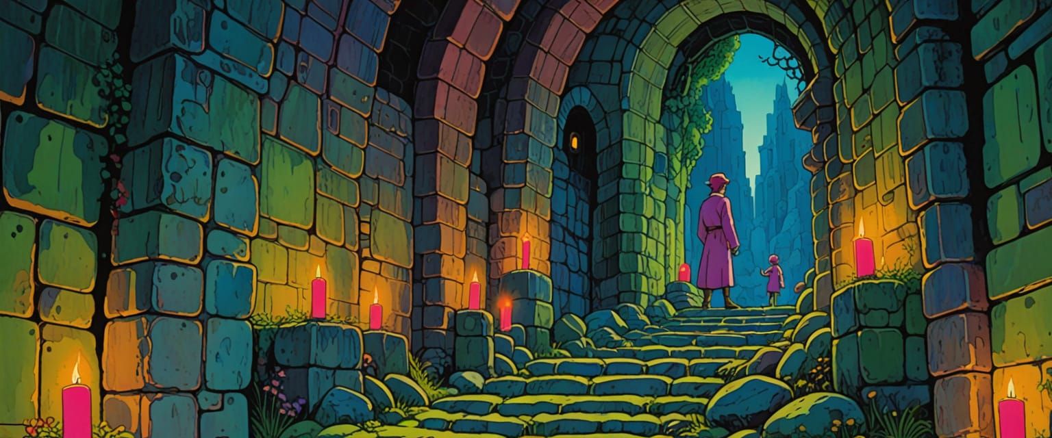 Golem Creation in Catacombs, Comic Book Style