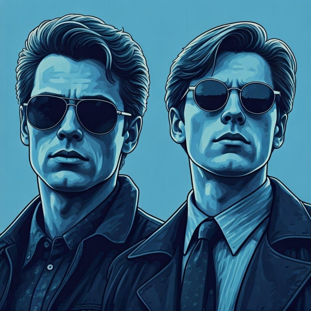 90's Movie Poster Featuring Serious Characters