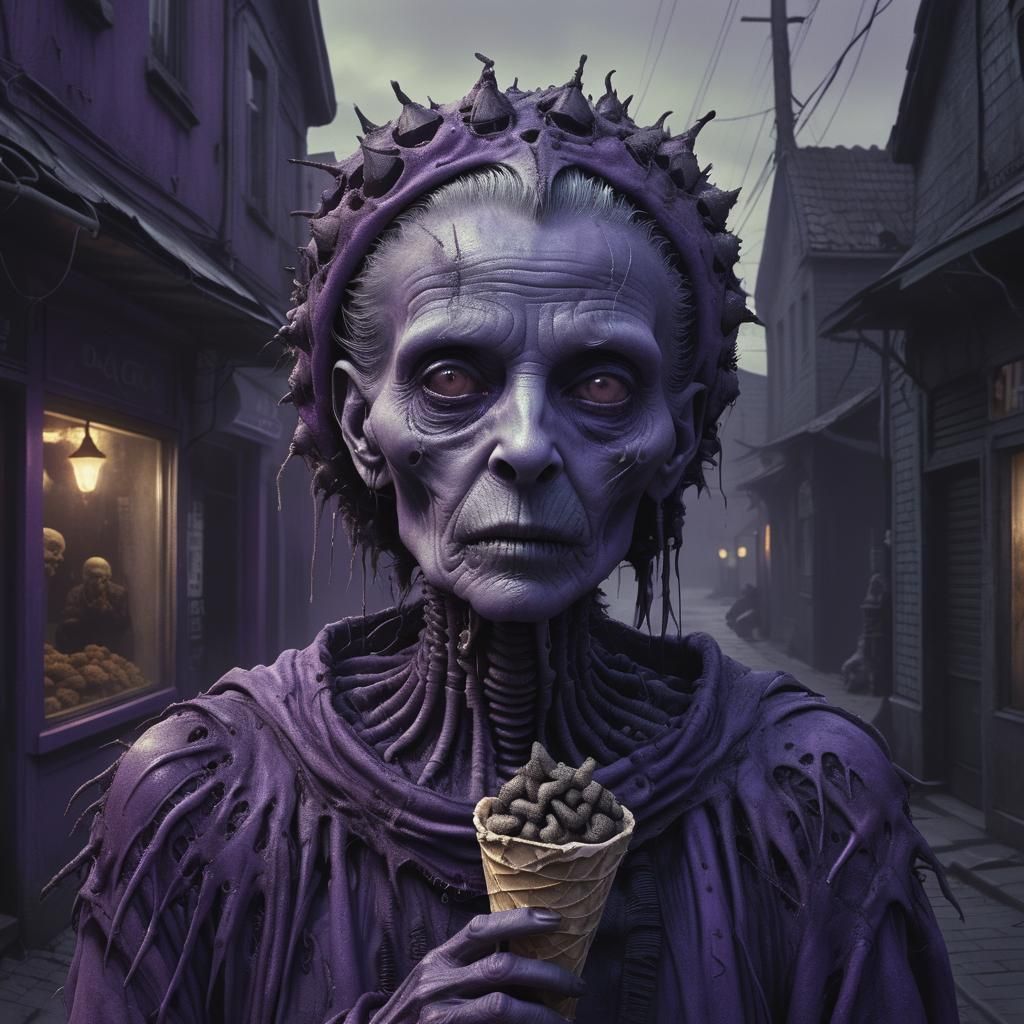 Creepy Lady with Maggots: Hyper-Realistic Digital Art