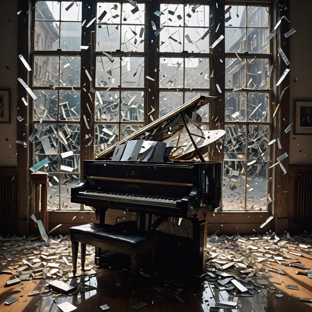Abstract Piano Echoes in Shattered Glass