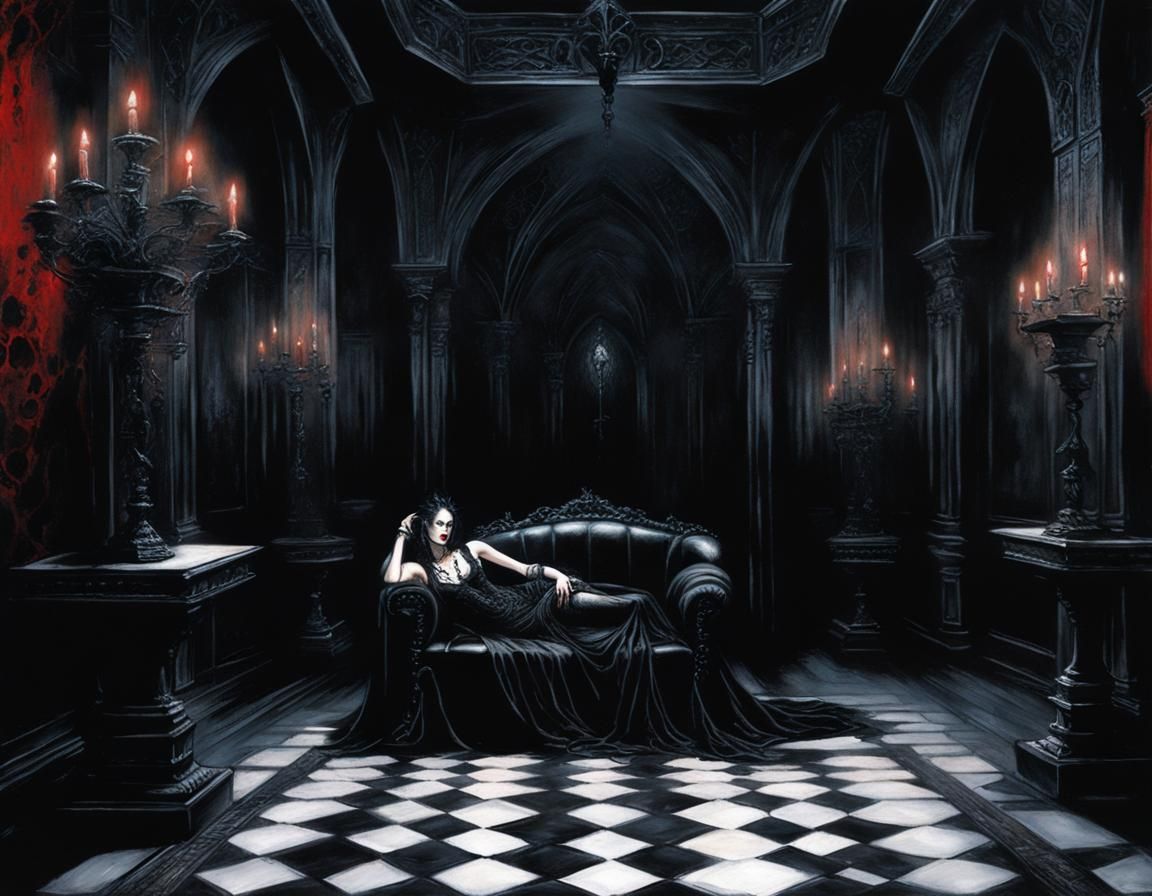 Gothic Temptress in Dark Fantasy Illustrative Realism