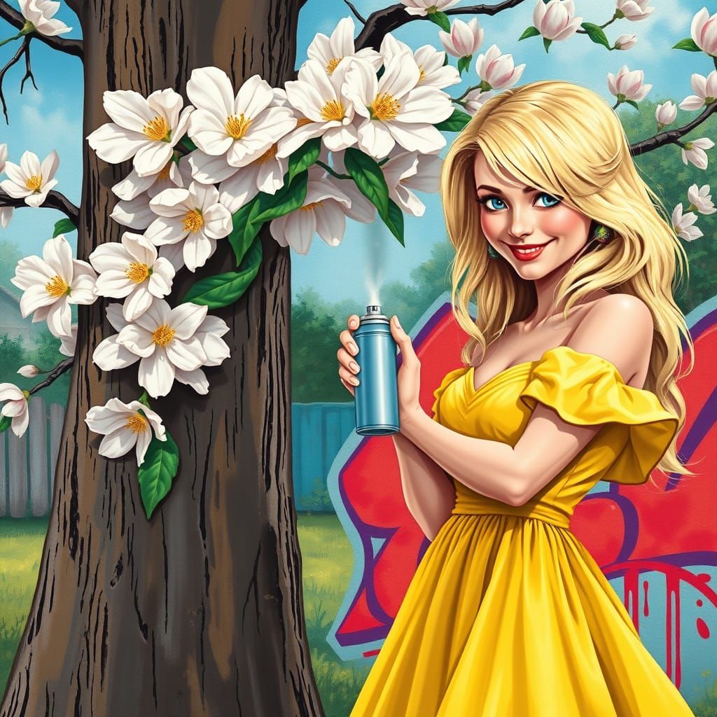 Southern Belle Graffiti Art in Hyperrealistic Pop Style