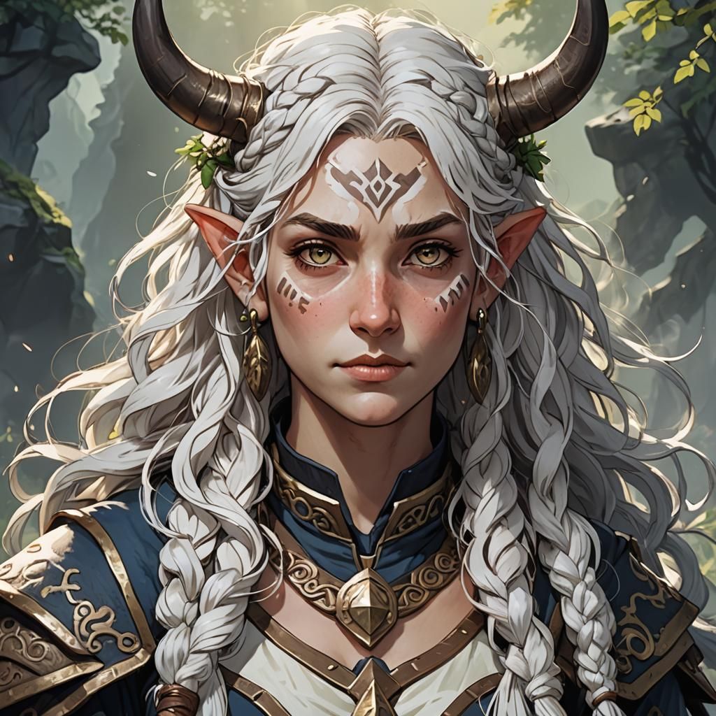 Firbolg Cow Priestess in Anime Style