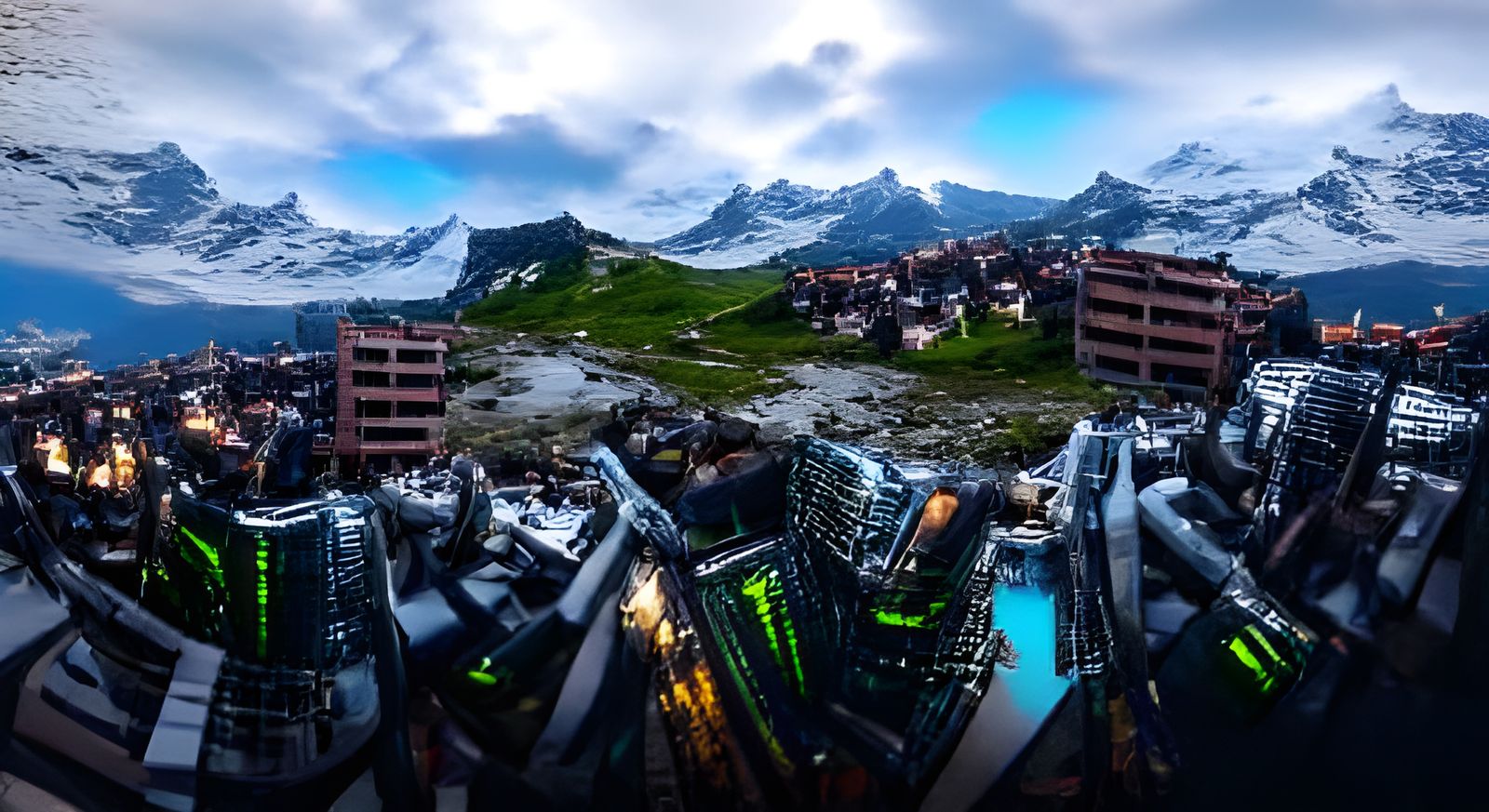Cyberpunk City in Swiss Alps: 4K Unreal Engine