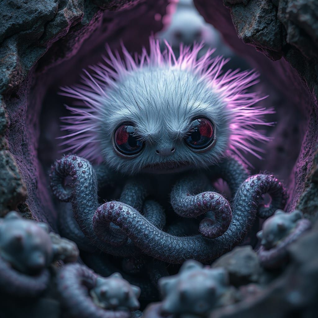 Creepy Cute Furry Monster with Tentacles