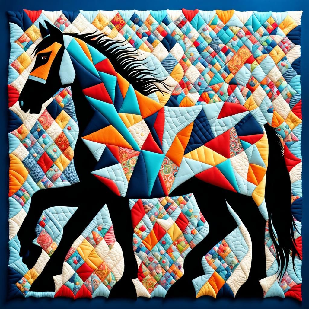 Quilted Abstract Horse with Detailed Patterns